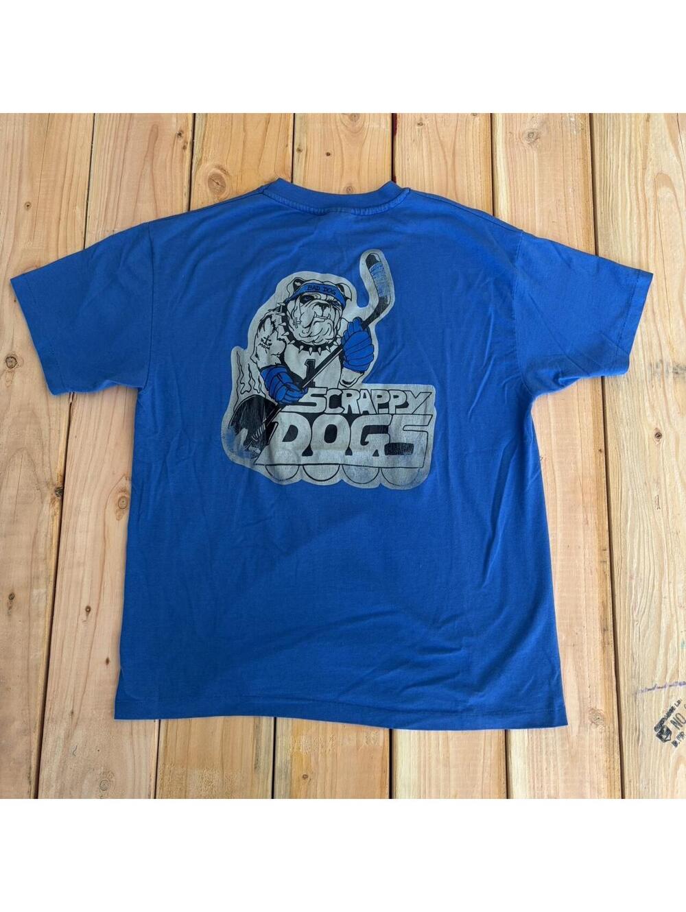 Blue Scrappy Dogs hockey vintage 90’s single stitch bull dog